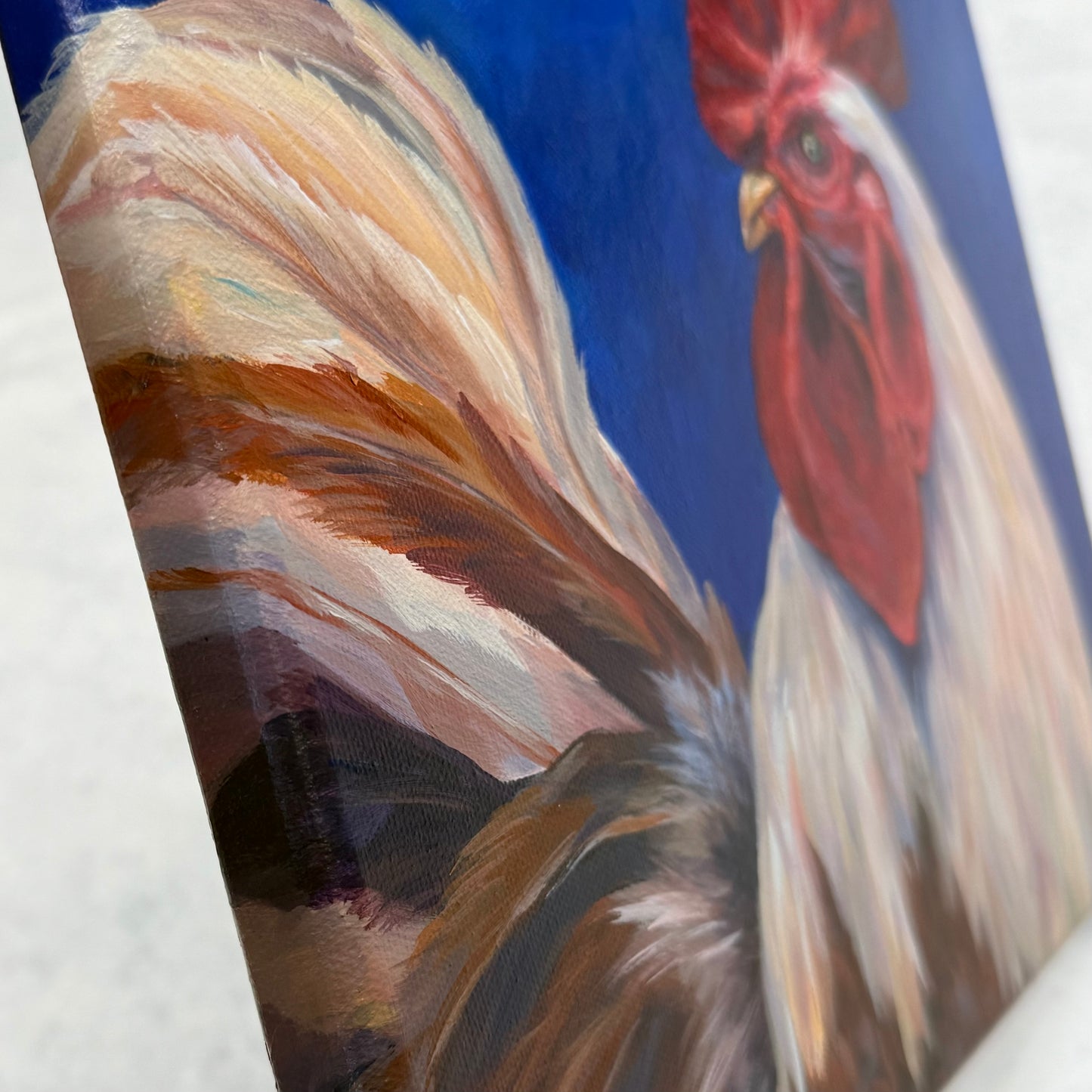Rooster. Bright blue