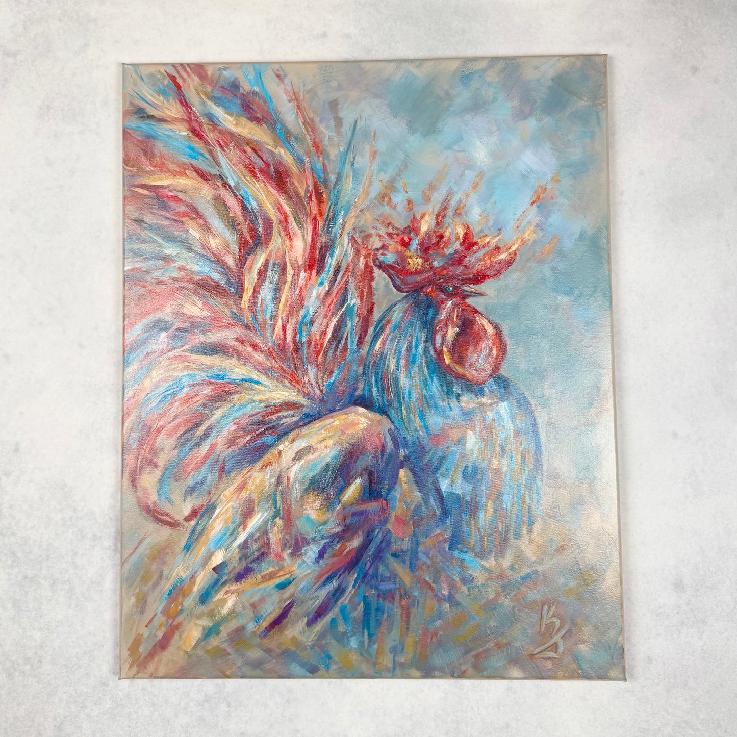 Flaming life. Rooster