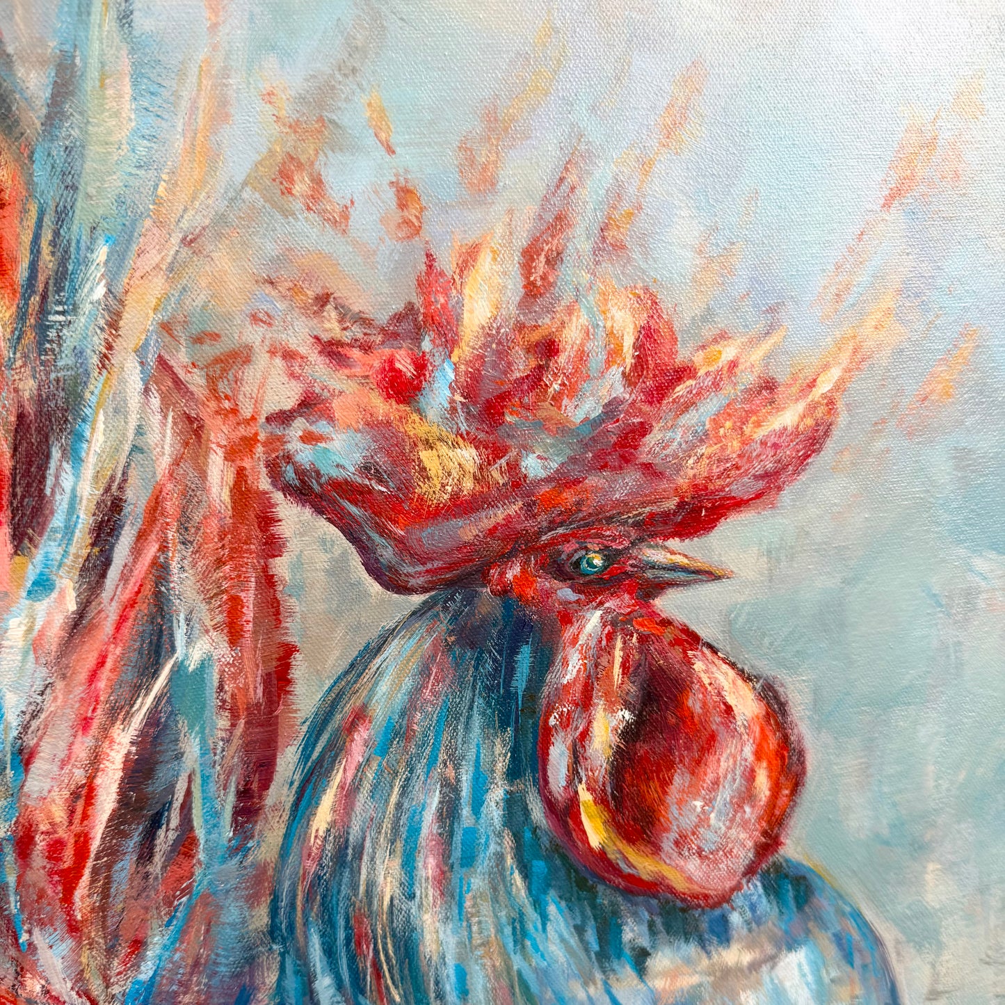 Flaming life. Rooster