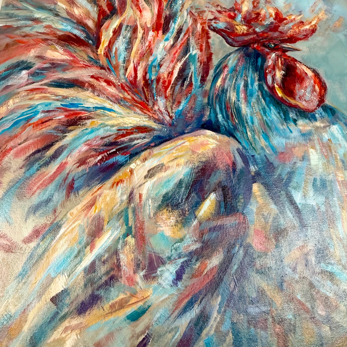 Flaming life. Rooster
