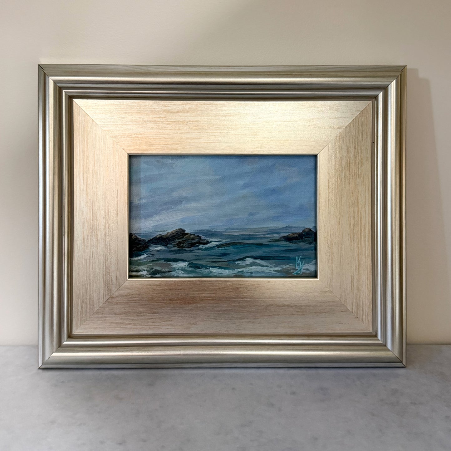 Big water. Haze, framed