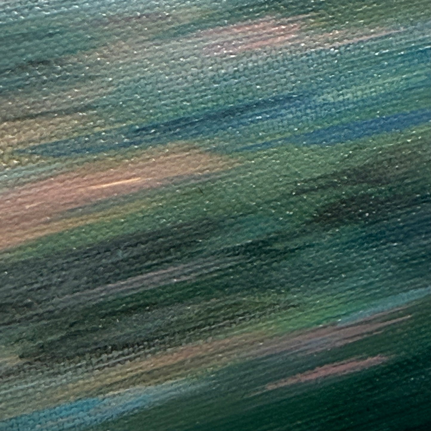 Serenity unshaken. Optimistic original seascape painting on canvas, lake, storm, blue
