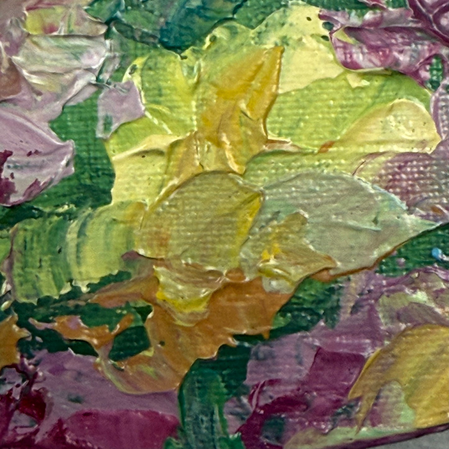 Stillness in Bloom. Wild flowers. Art, wall decor, optimistic original signed oval landscape painting on canvas