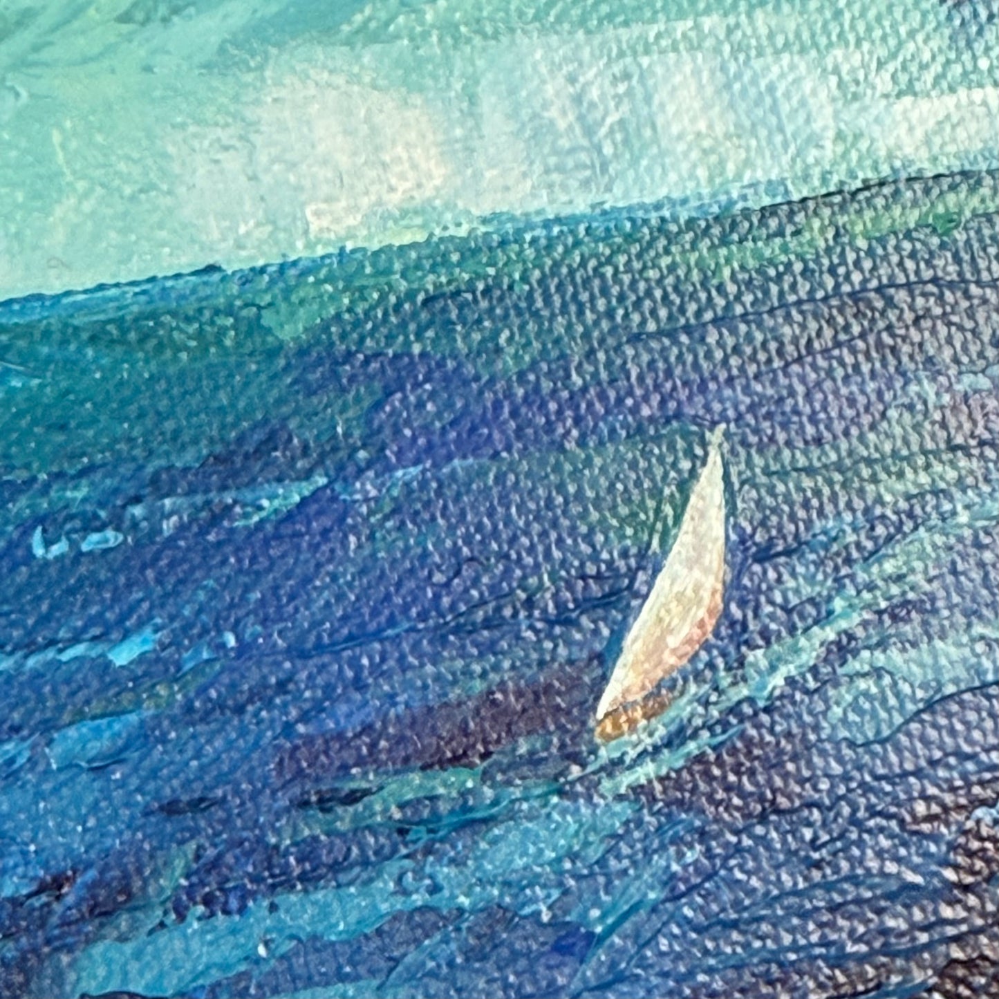 Sailboat. Wall art, set of 2 optimistic original abstract seascape ocean sailboat signed paintings on canvas, nautical decor, blue