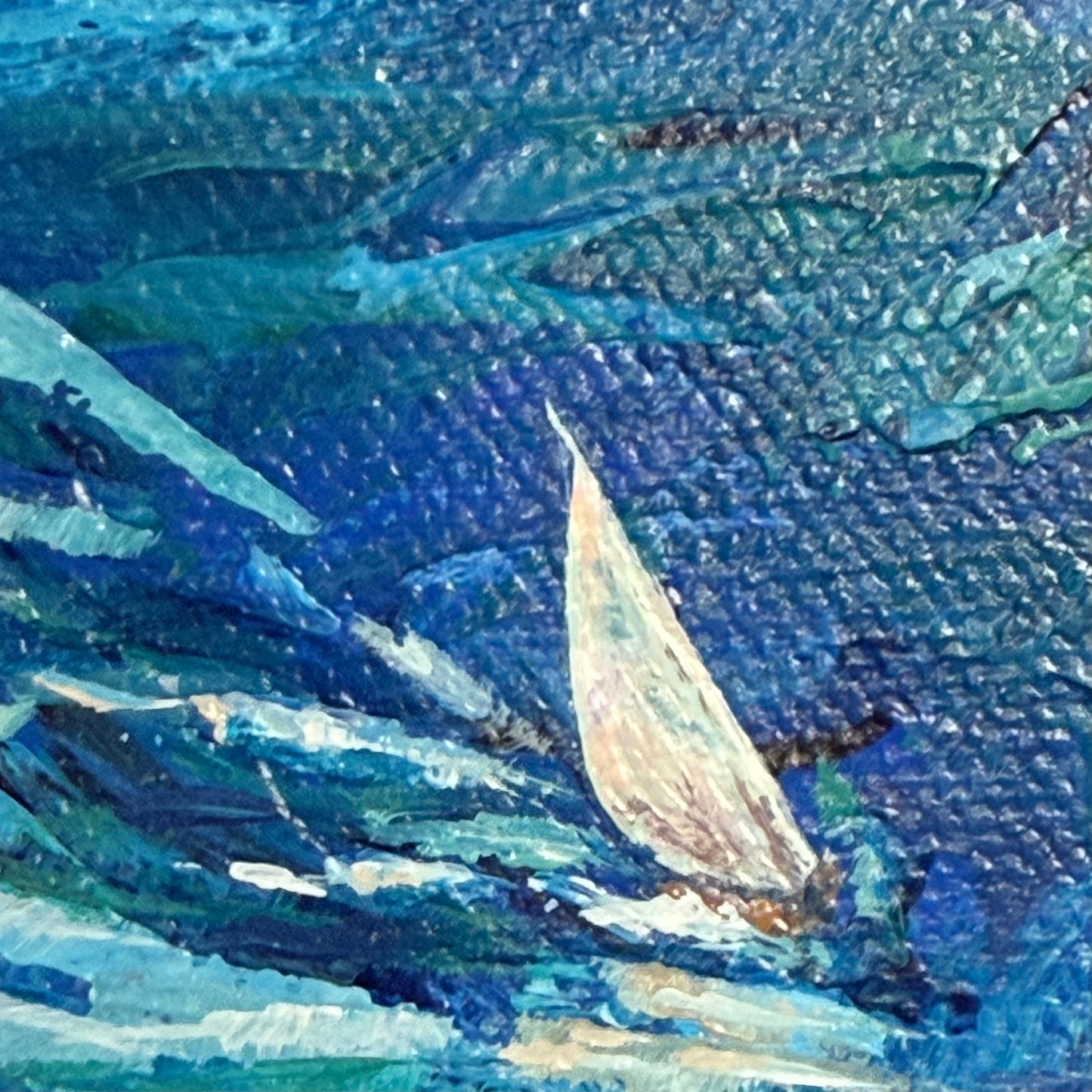 Sailboat. Wall art, set of 2 optimistic original abstract seascape ocean sailboat signed paintings on canvas, nautical decor, blue