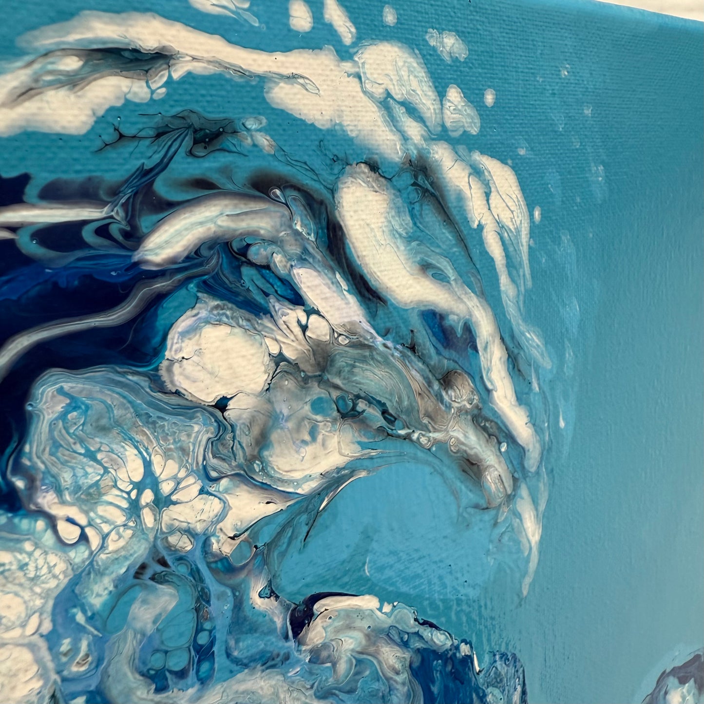 Ocean Dragon. Optimistic original abstract ocean wave dragon painting on canvas