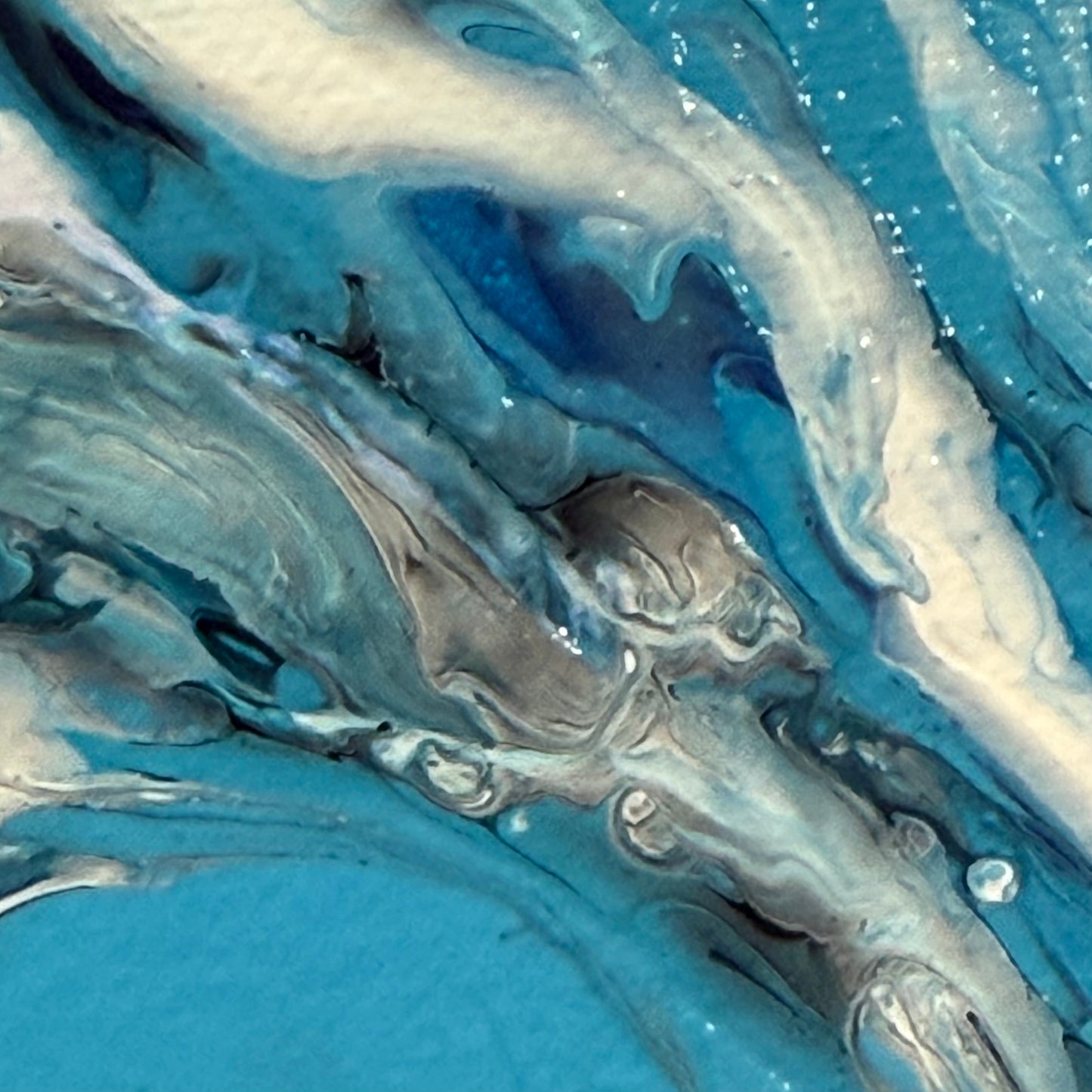 Ocean Dragon. Optimistic original abstract ocean wave dragon painting on canvas
