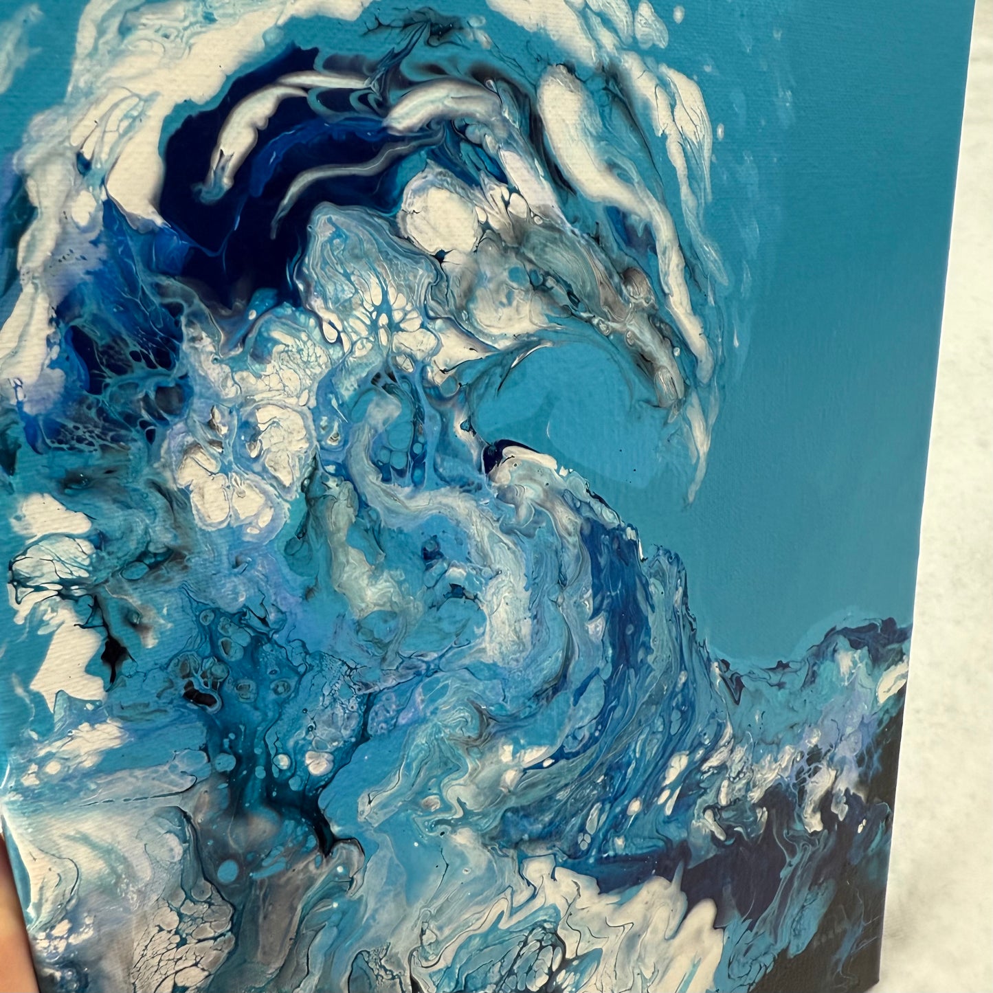 Ocean Dragon. Optimistic original abstract ocean wave dragon painting on canvas