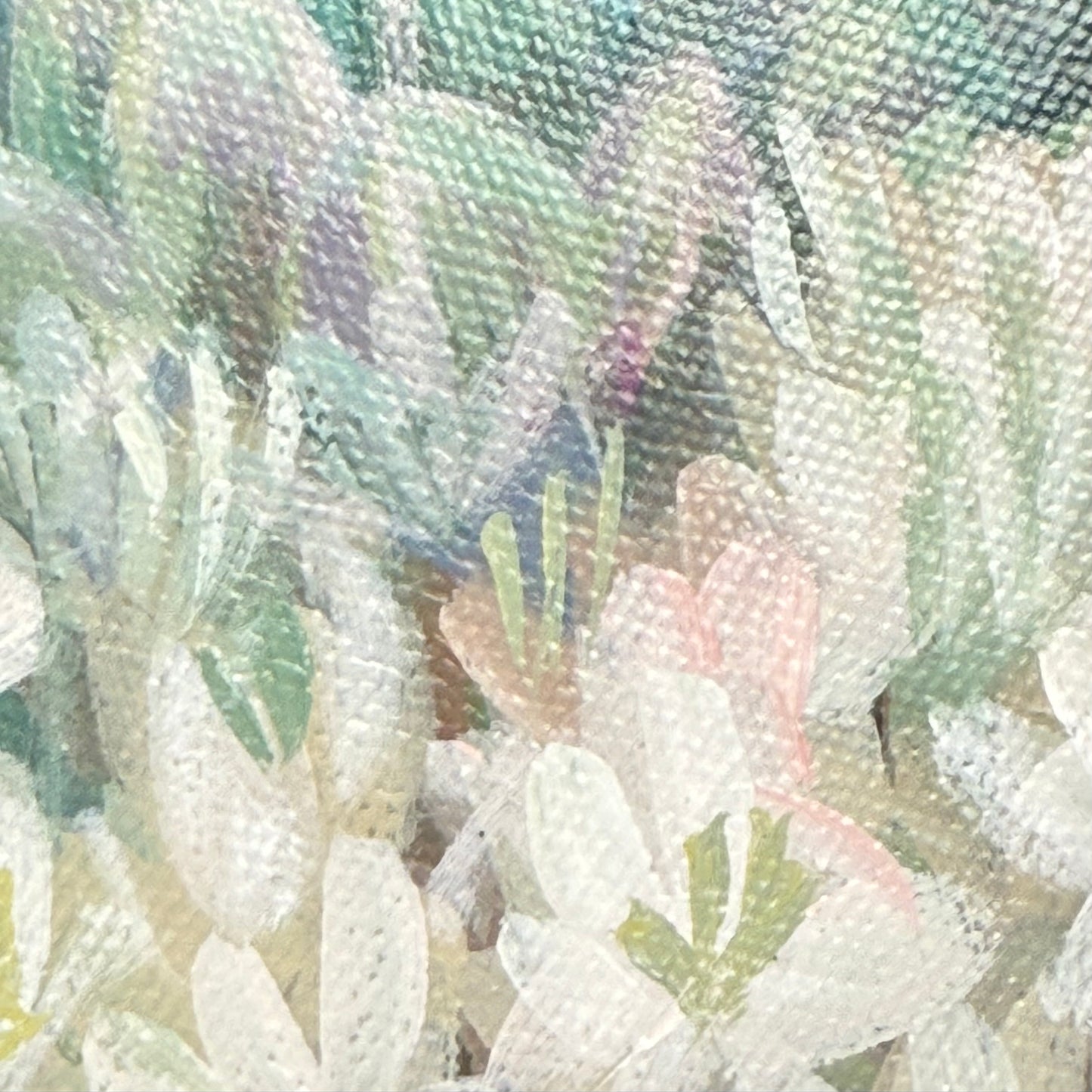 Trail Secrets. Dogwood. Art, decor, optimistic original signed large botanical painting on canvas, green, butterfly