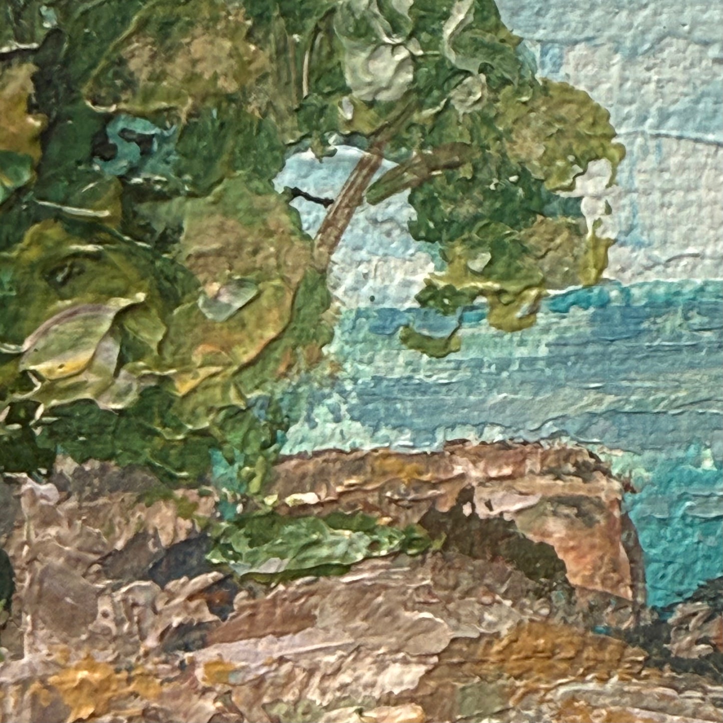 North shore. Tofte. Wall art, shelf decor, small original signed textured painting