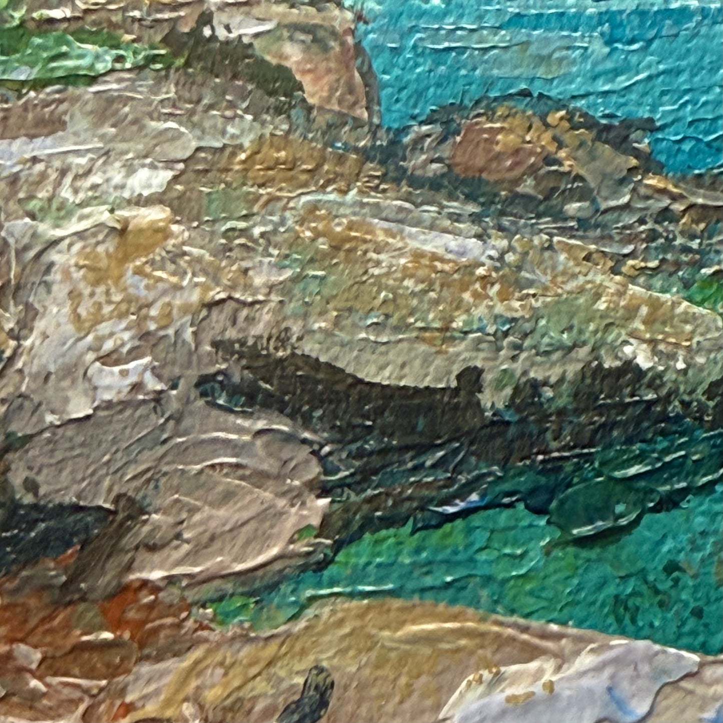 North shore. Tofte. Wall art, shelf decor, small original signed textured painting