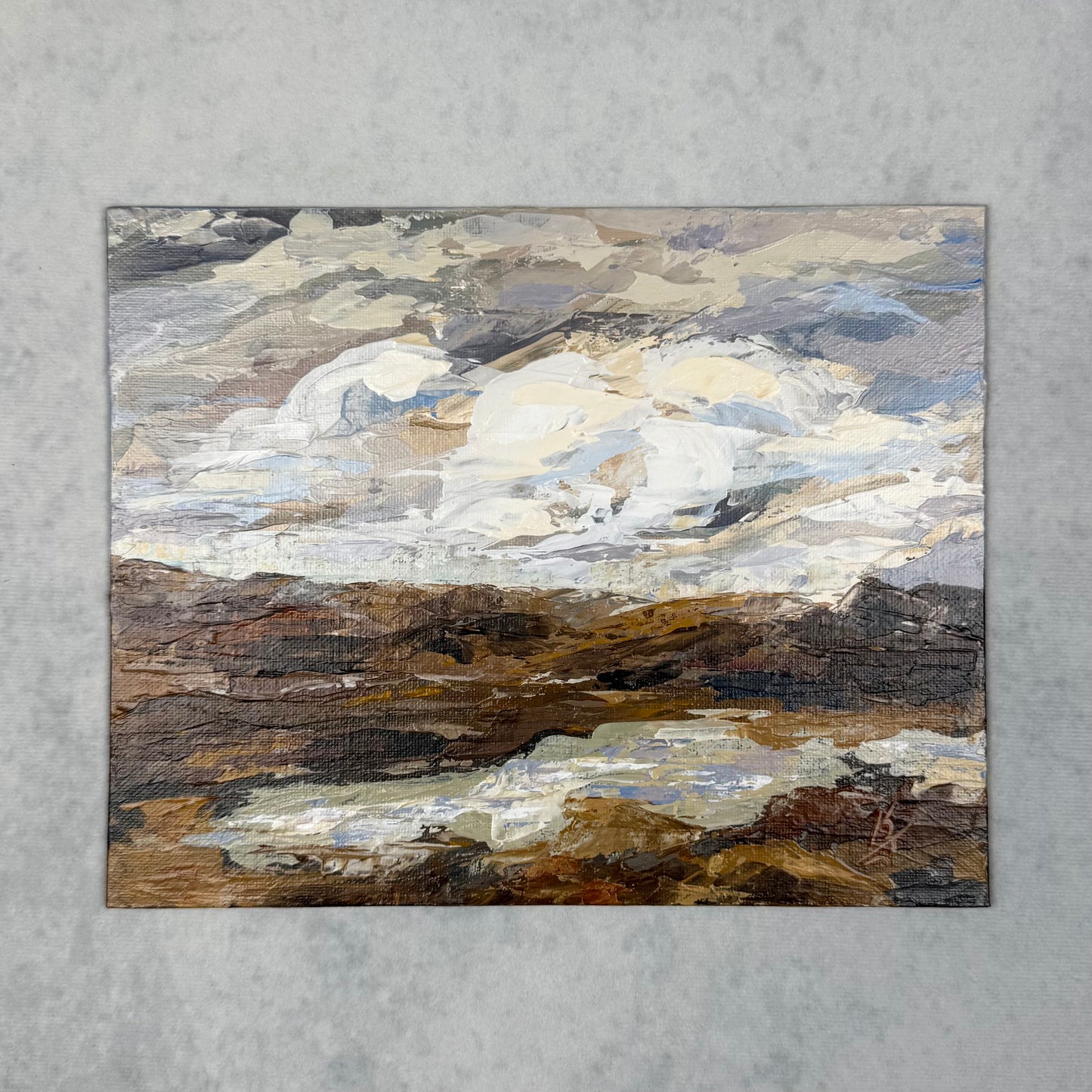 Whispers of the Grassland. Art, decor, optimistic original signed abstract landscape painting on canvas
