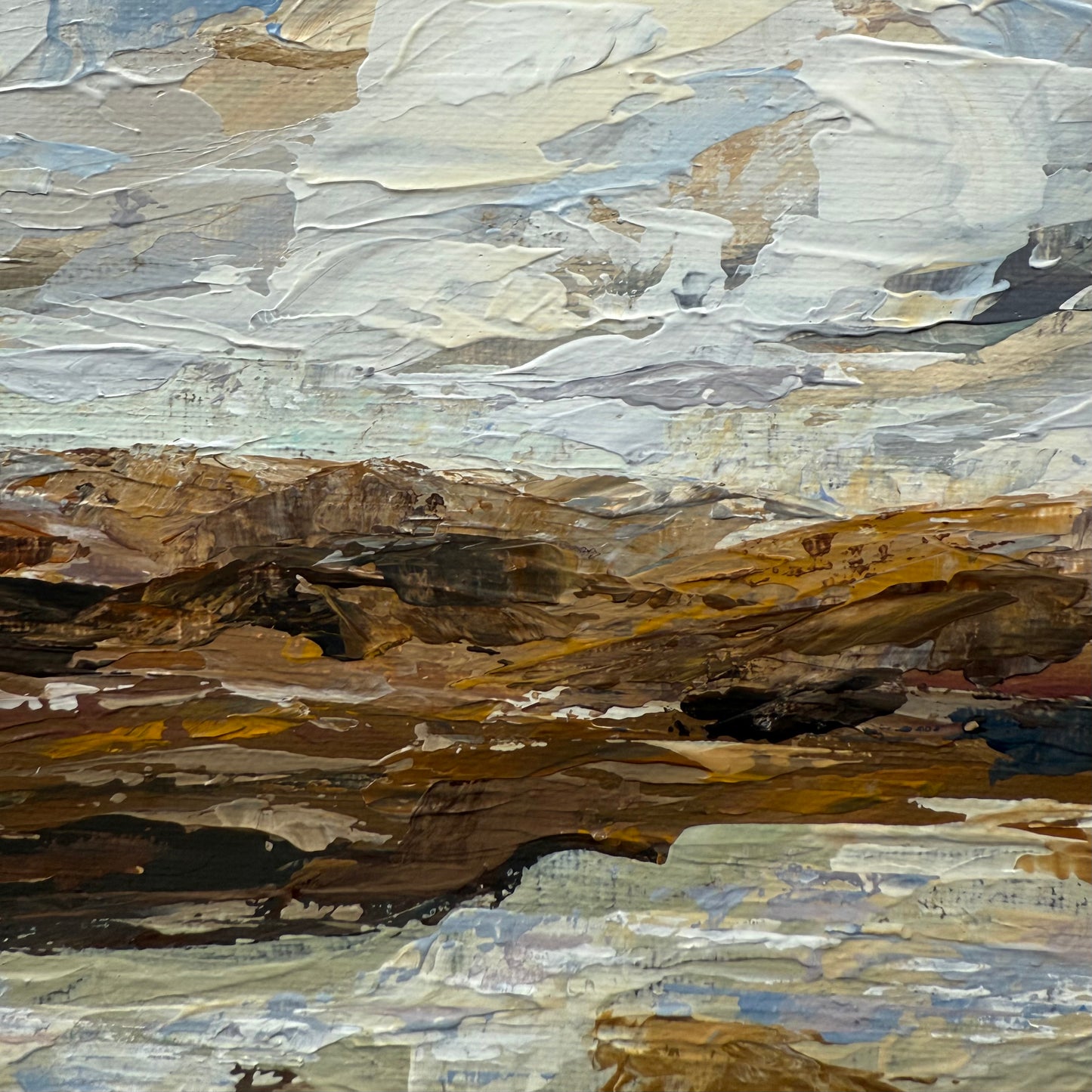 Whispers of the Grassland. Art, decor, optimistic original signed abstract landscape painting on canvas