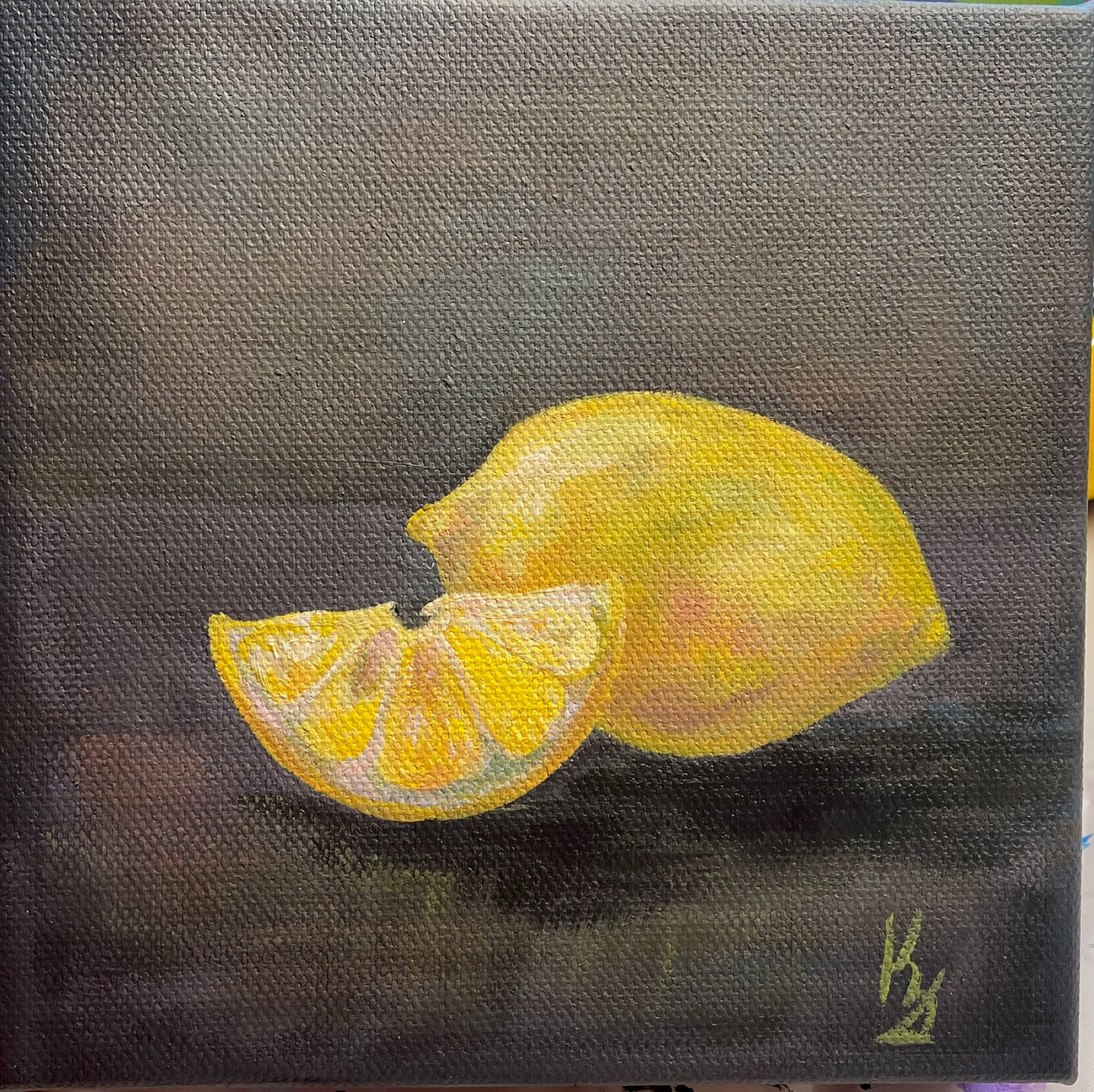 Lemon. Slate. Fine Art Print from original painting. Giclée Print.