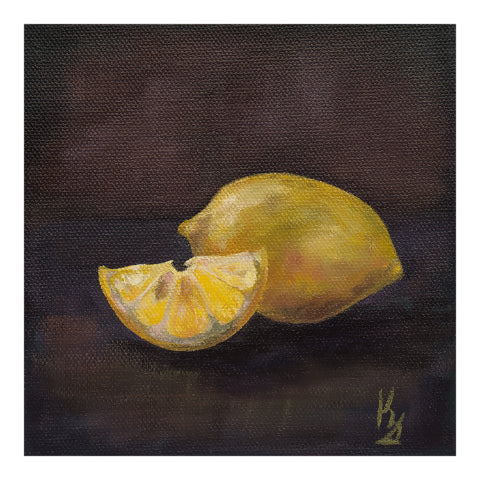 Lemon. Slate. Fine Art Print from original painting. Giclée Print.