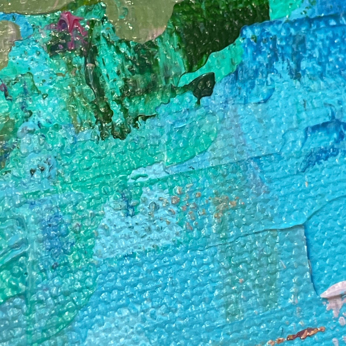 Lily pond. Cyan blue. Print