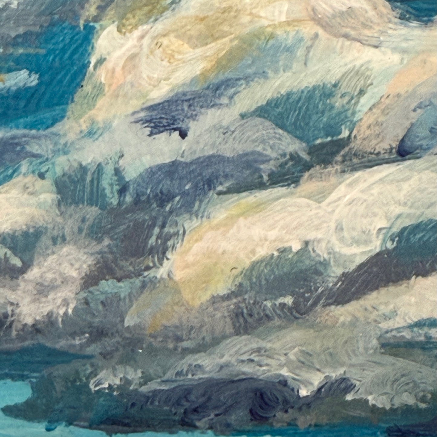 Clouds shadow. Teal. 1 Original miniature signed painting, ACEO acrylic, blue, green , collectible