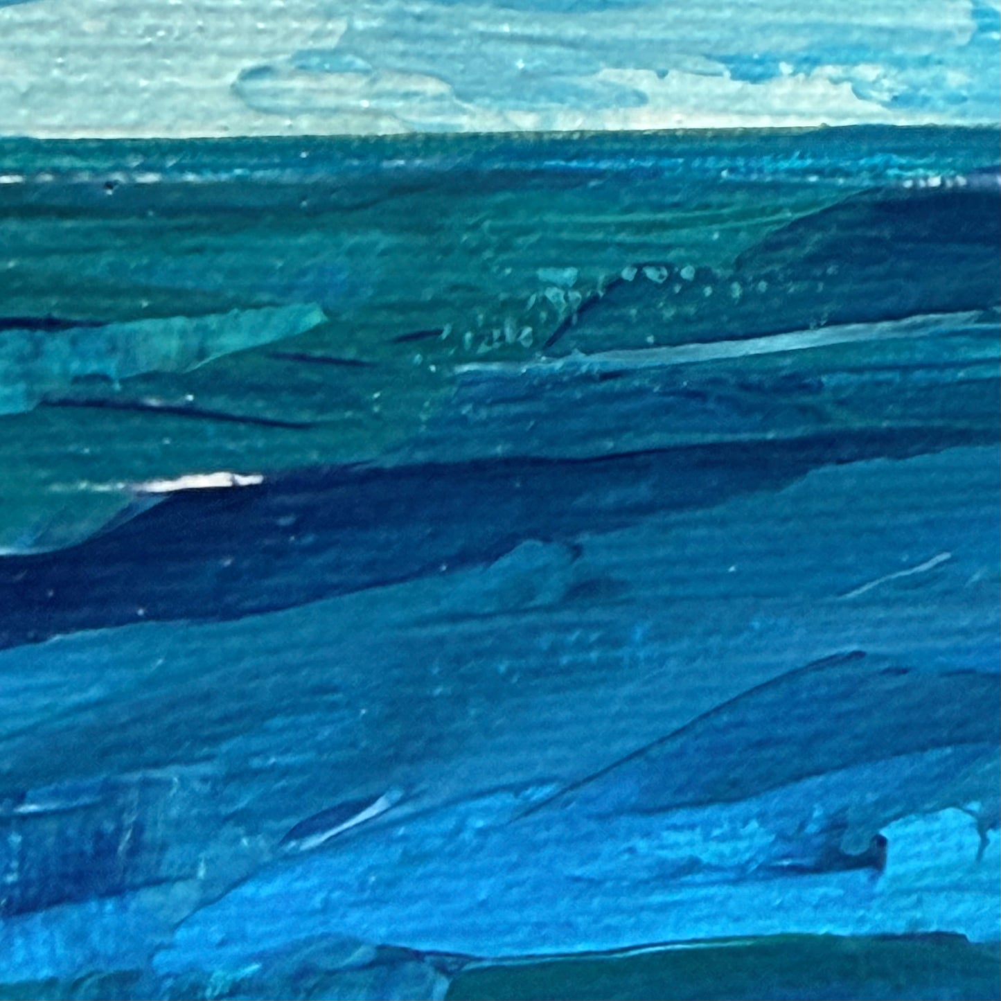 Deep water. Sailboat... Art, wall decor, optimistic original signed abstract seascape ocean sailboat painting on canvas
