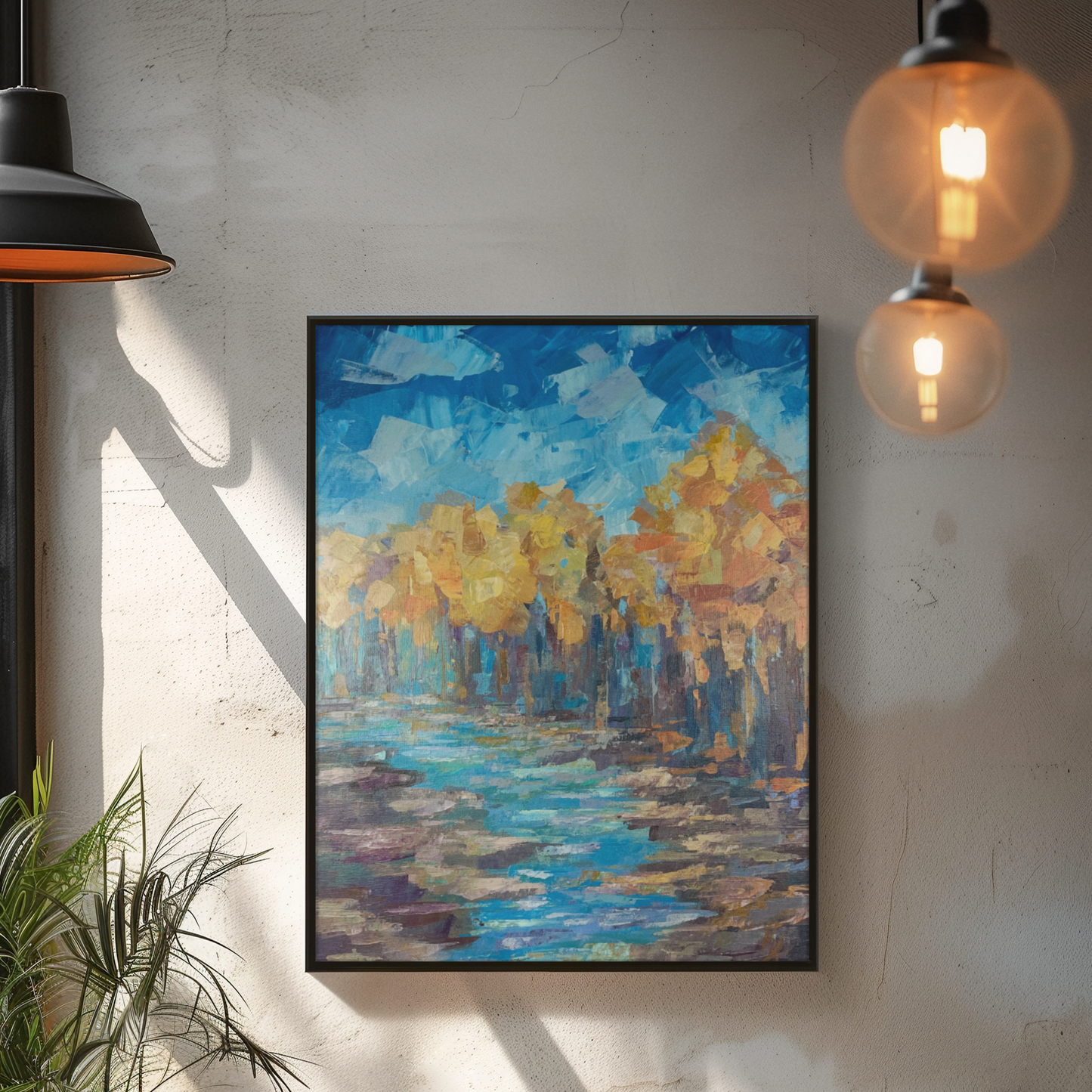 Autumn air transparency... Art, wall decor, optimistic original signed large abstract fall forest landscaping painting on canvas