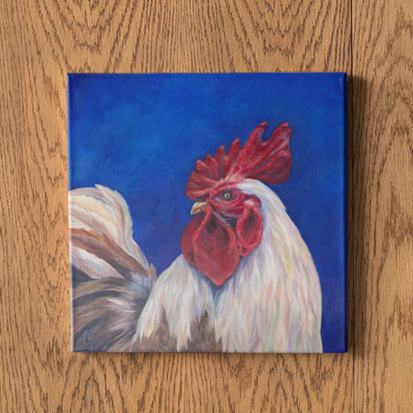 Rooster. Bright blue. Print