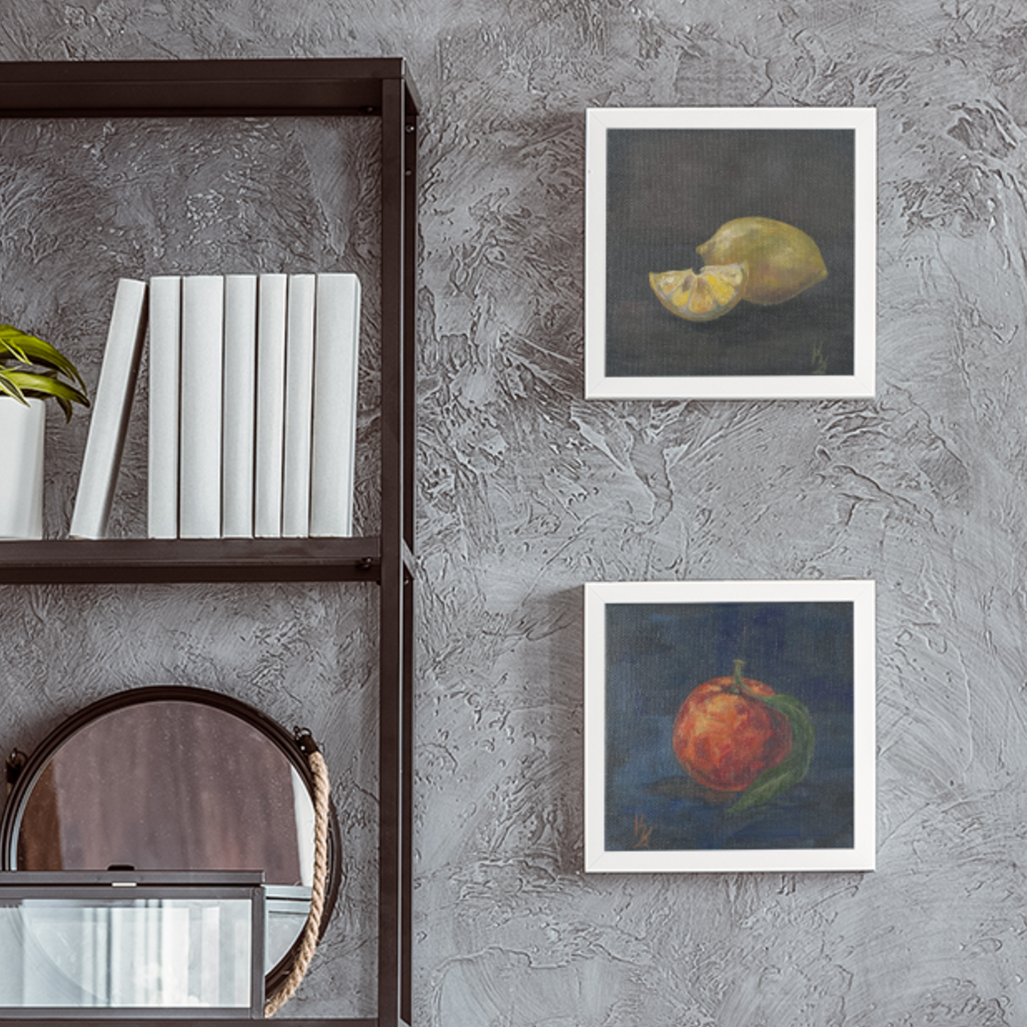 Orange. Indigo. Fine Art Print from original painting. Giclée Print.