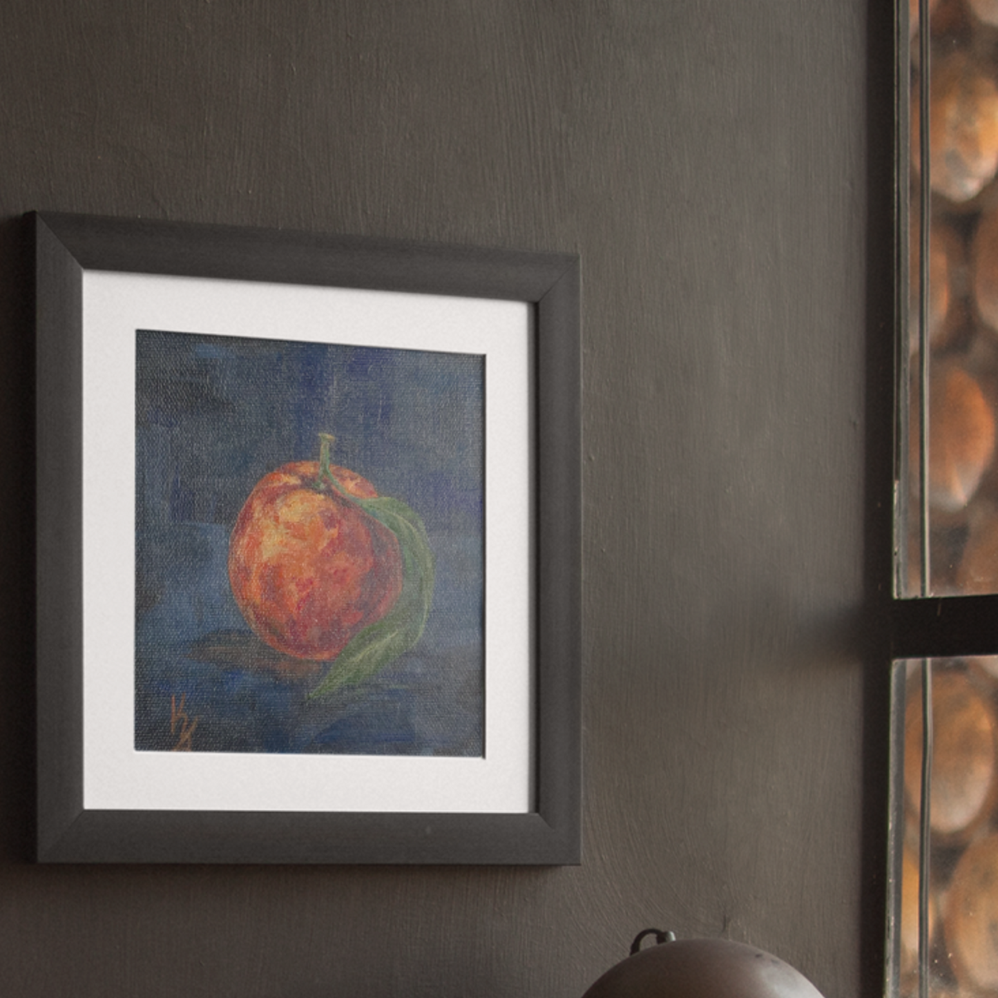 Orange. Indigo. Fine Art Print from original painting. Giclée Print.