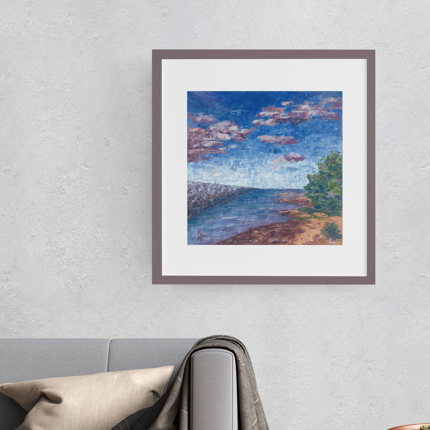 Park Point shallow... Art, decor, optimistic original signed landscape painting on canvas