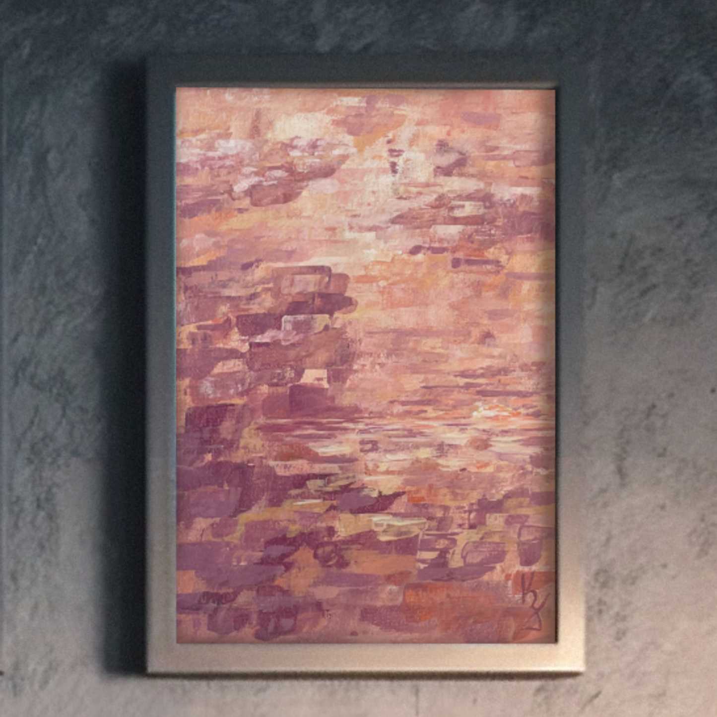 Velvet sunset... Art, decor, original sunset landscape painting on canvas