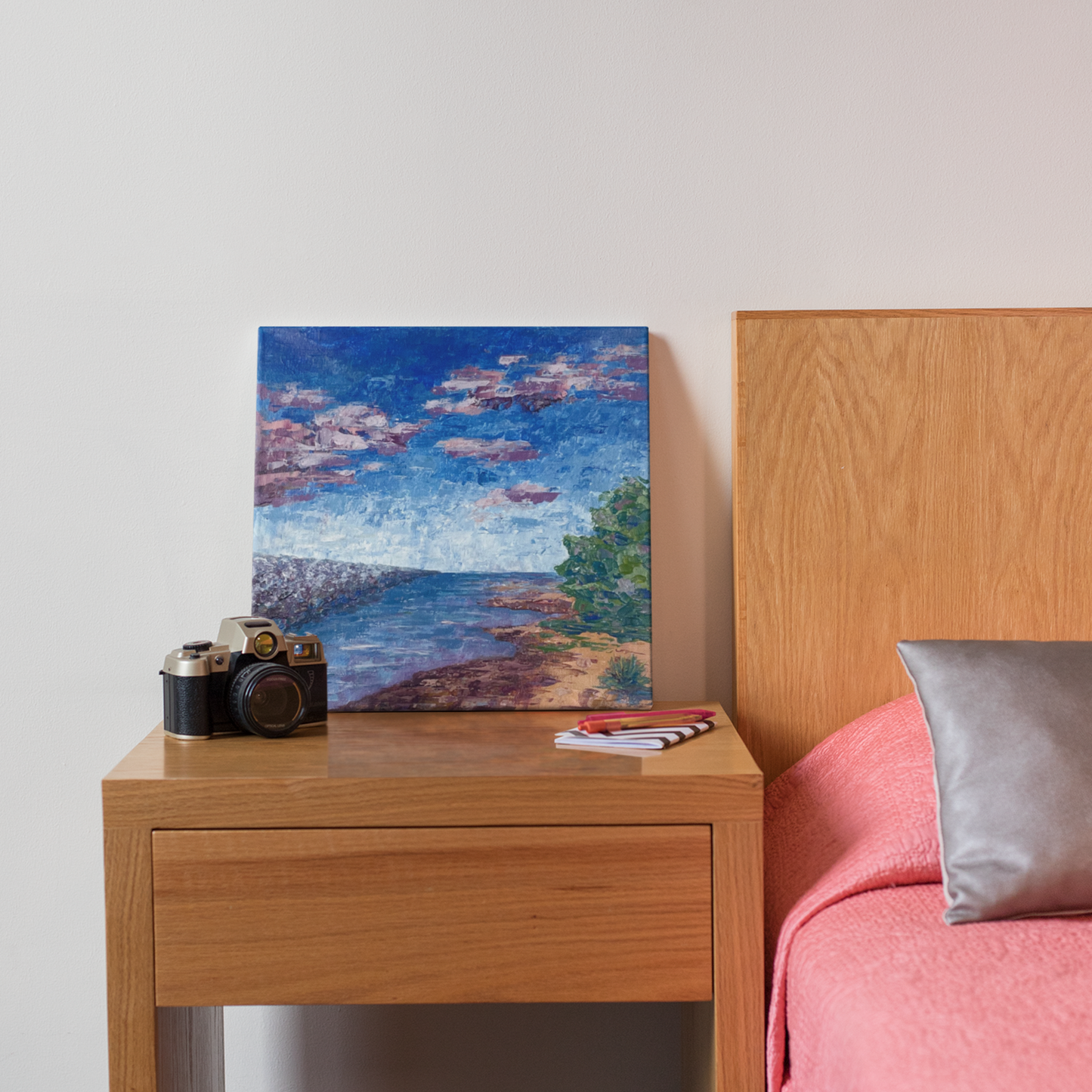 Park Point shallow... Art, decor, optimistic original signed landscape painting on canvas