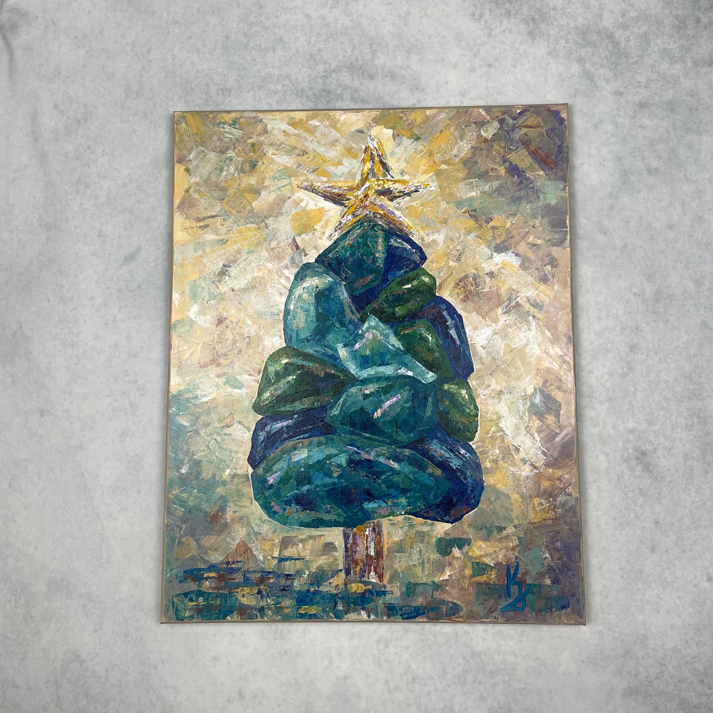 SeaGlass DriftWood Coastal Christmas Tree. Print