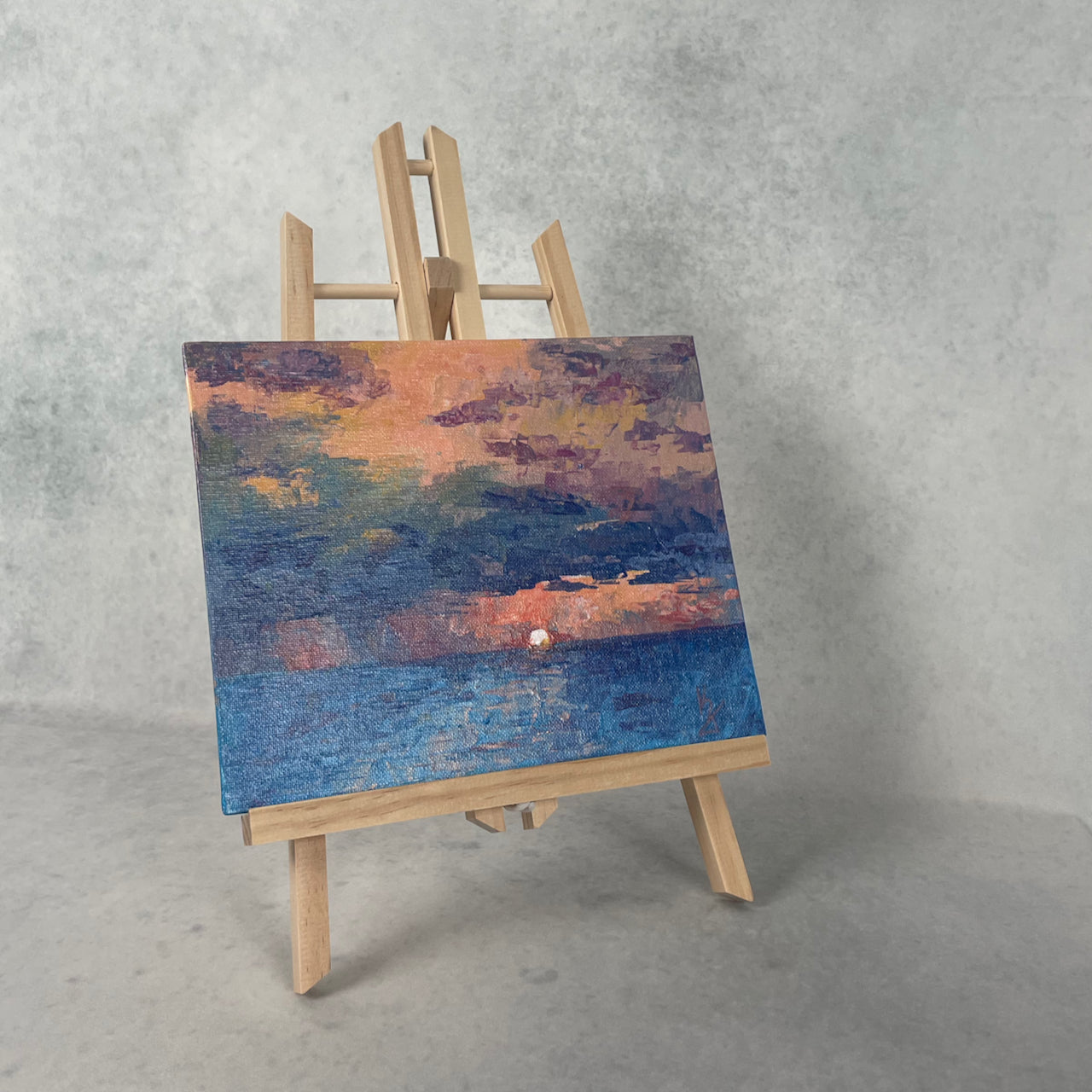 Shore sunset. Pinky orange