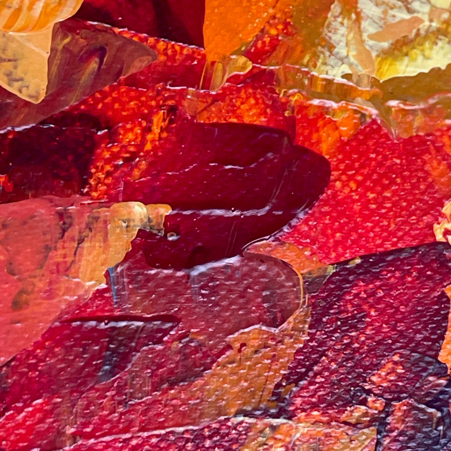 Gold under your feet... Art, decor, optimistic original signed large abstract fall forest landscaping painting on canvas