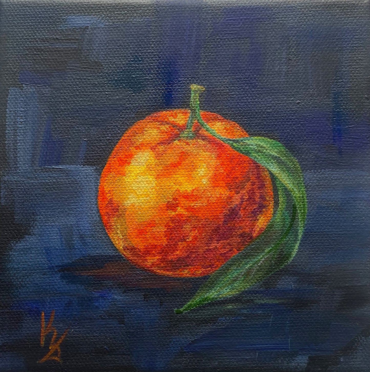 Orange. Indigo. Fine Art Print from original painting. Giclée Print.