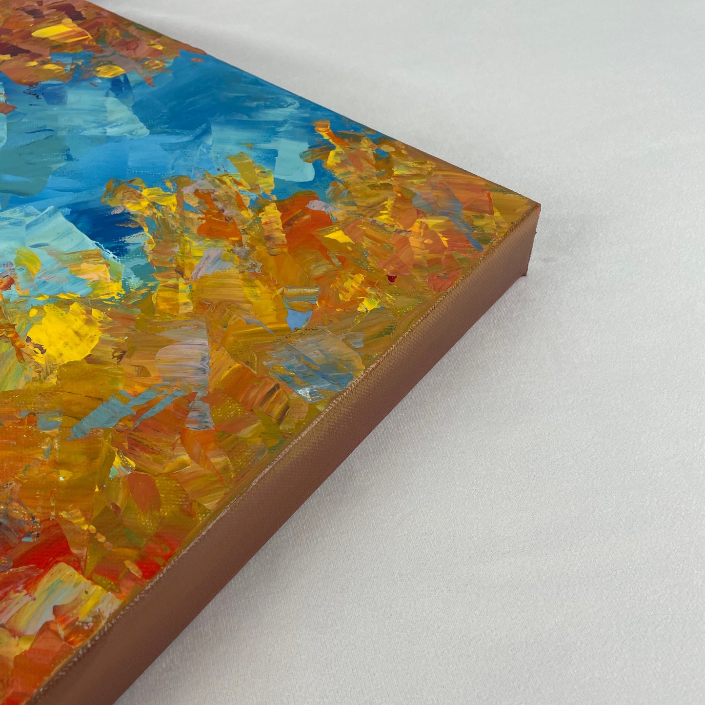 Autumn warmth... Art, wall decor, optimistic original signed large abstract fall forest landscaping painting on gallery canvas