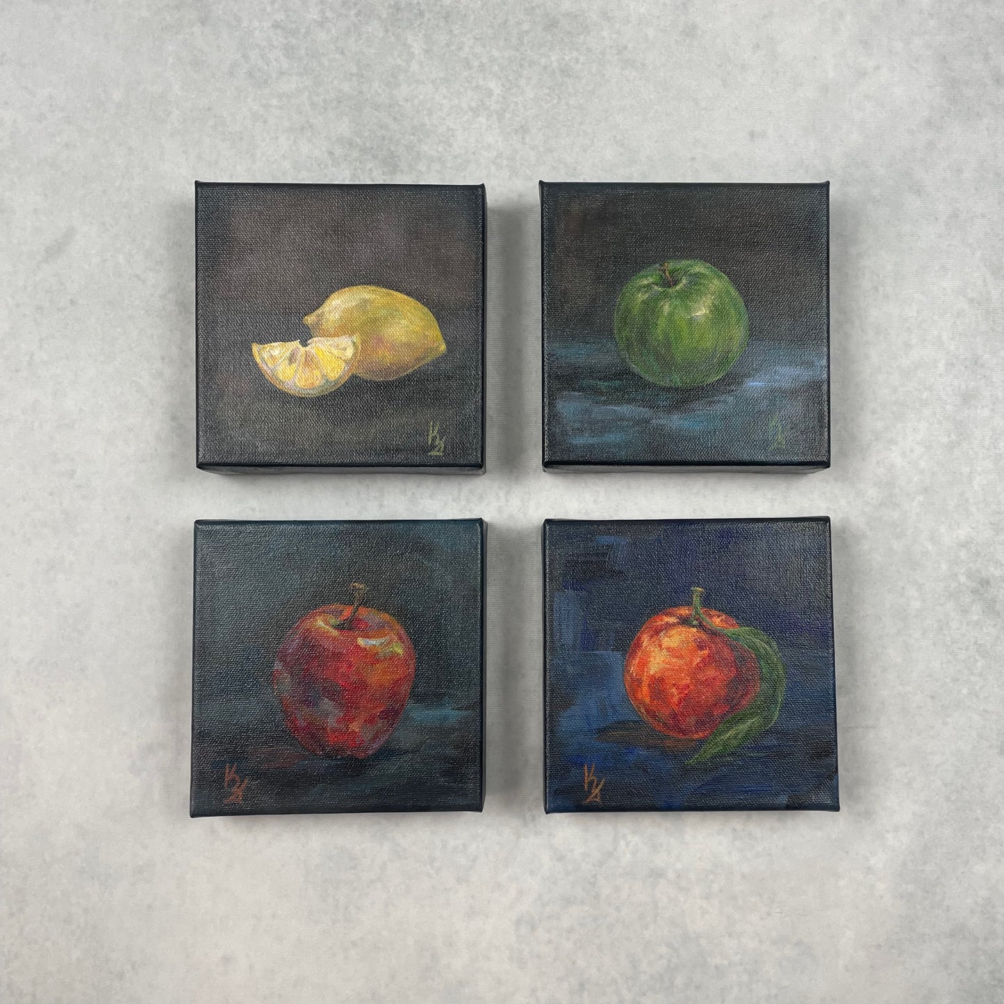 Granny apple. Slate. Fine Art Print from original painting. Giclée Print.