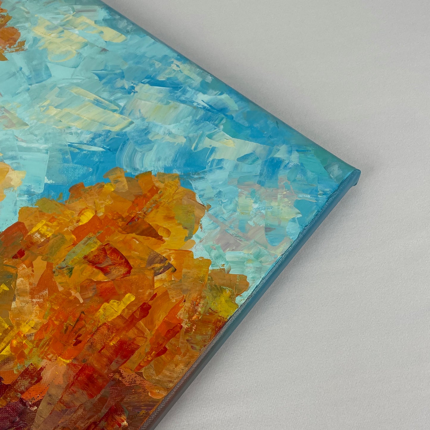 Gold under your feet... Art, decor, optimistic original signed large abstract fall forest landscaping painting on canvas