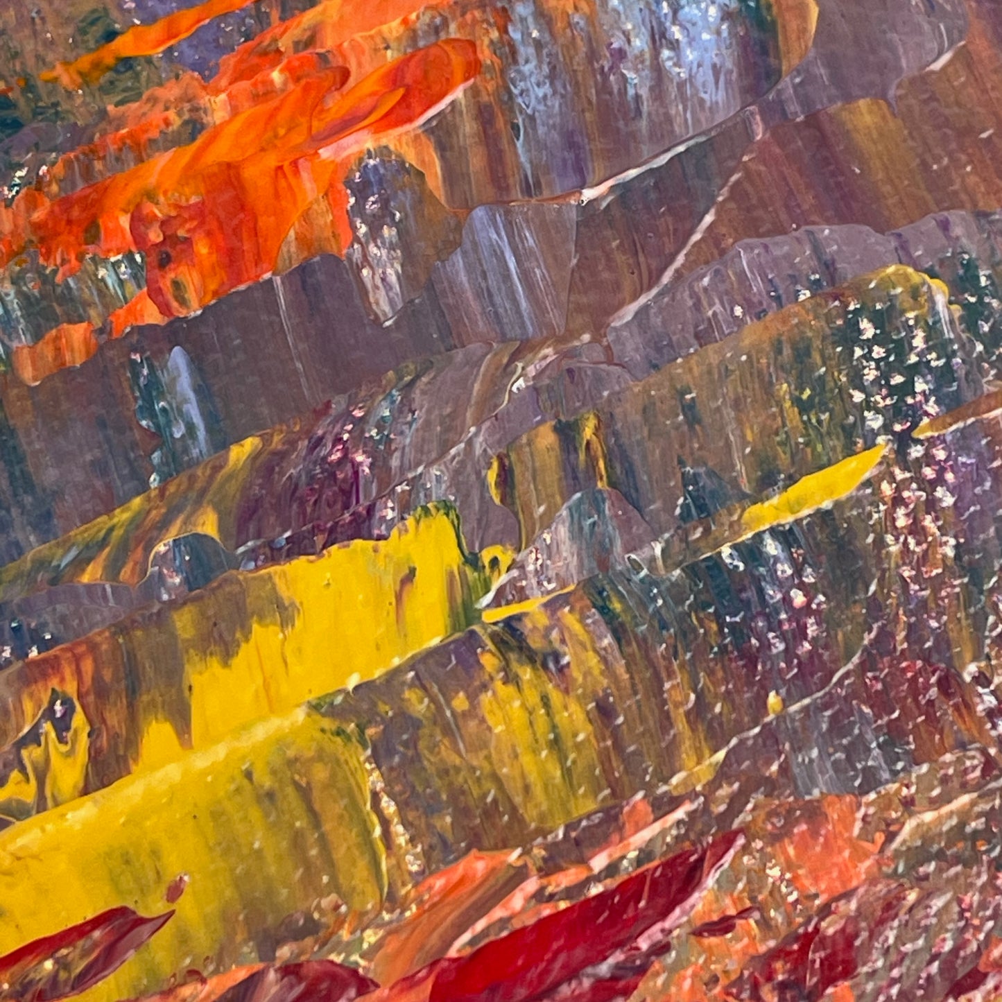 Autumn warmth... Art, wall decor, optimistic original signed large abstract fall forest landscaping painting on gallery canvas