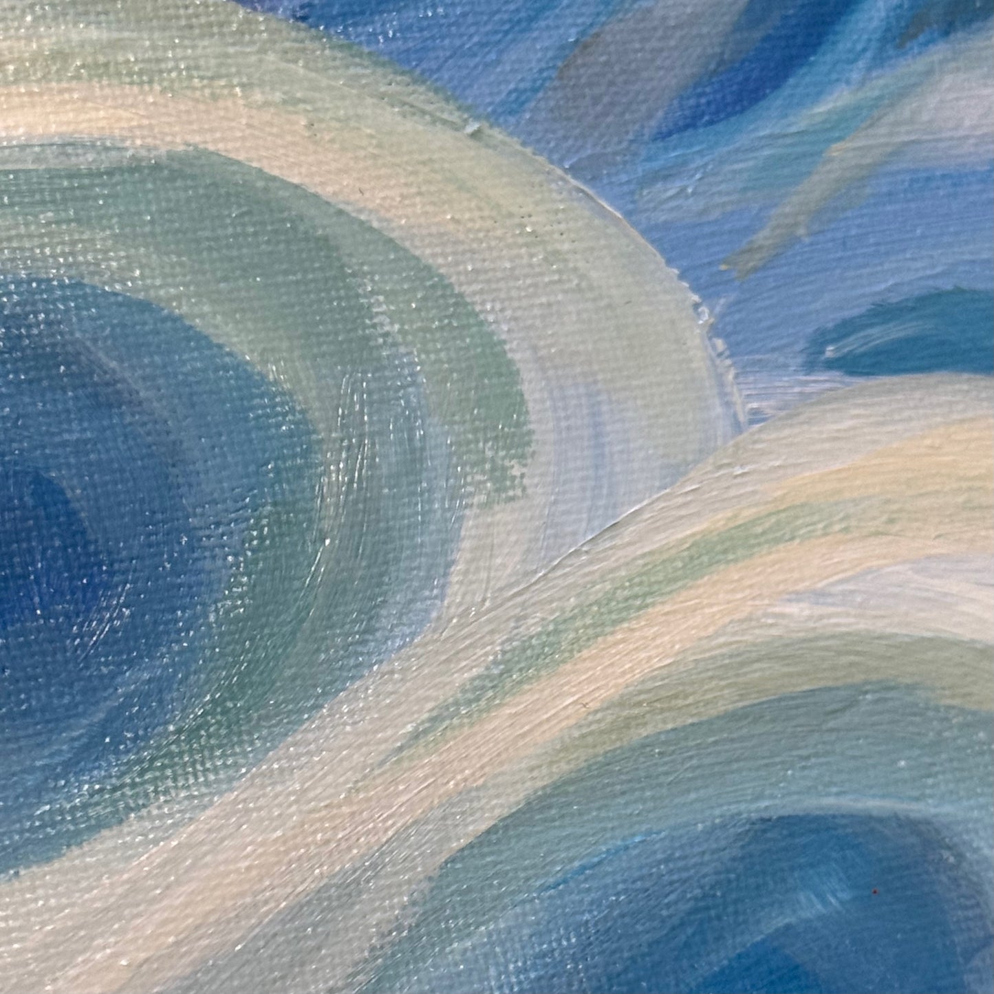 Snowy appearance . Art, large optimistic original signed abstract painting on canvas, wall decor
