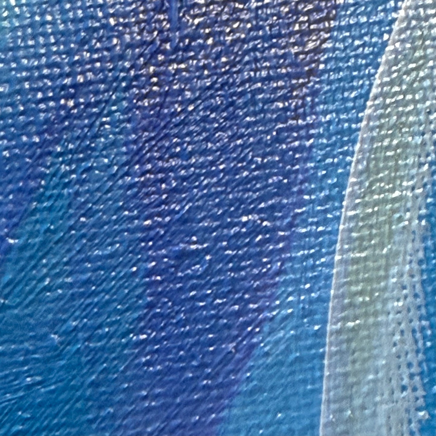 Snowy appearance . Art, large optimistic original signed abstract painting on canvas, wall decor