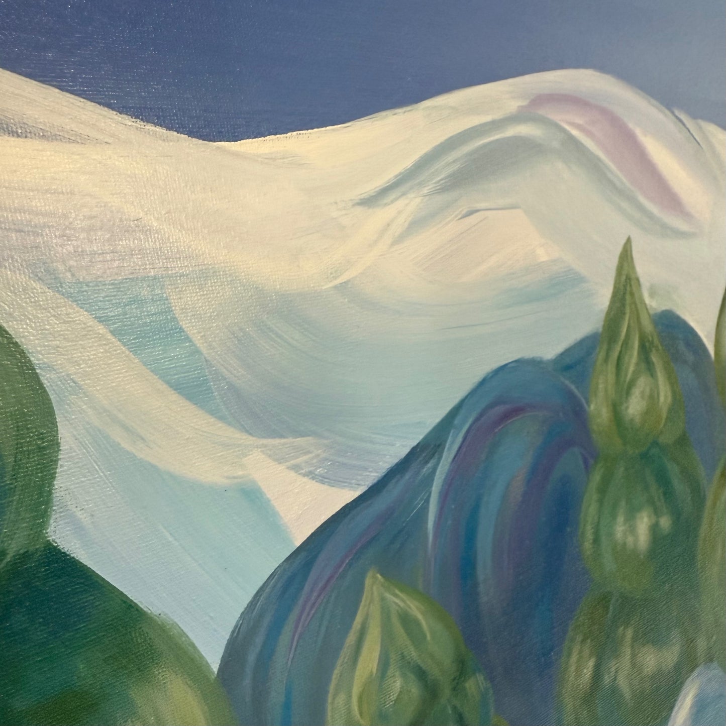 Snowy appearance . Art, large optimistic original signed abstract painting on canvas, wall decor