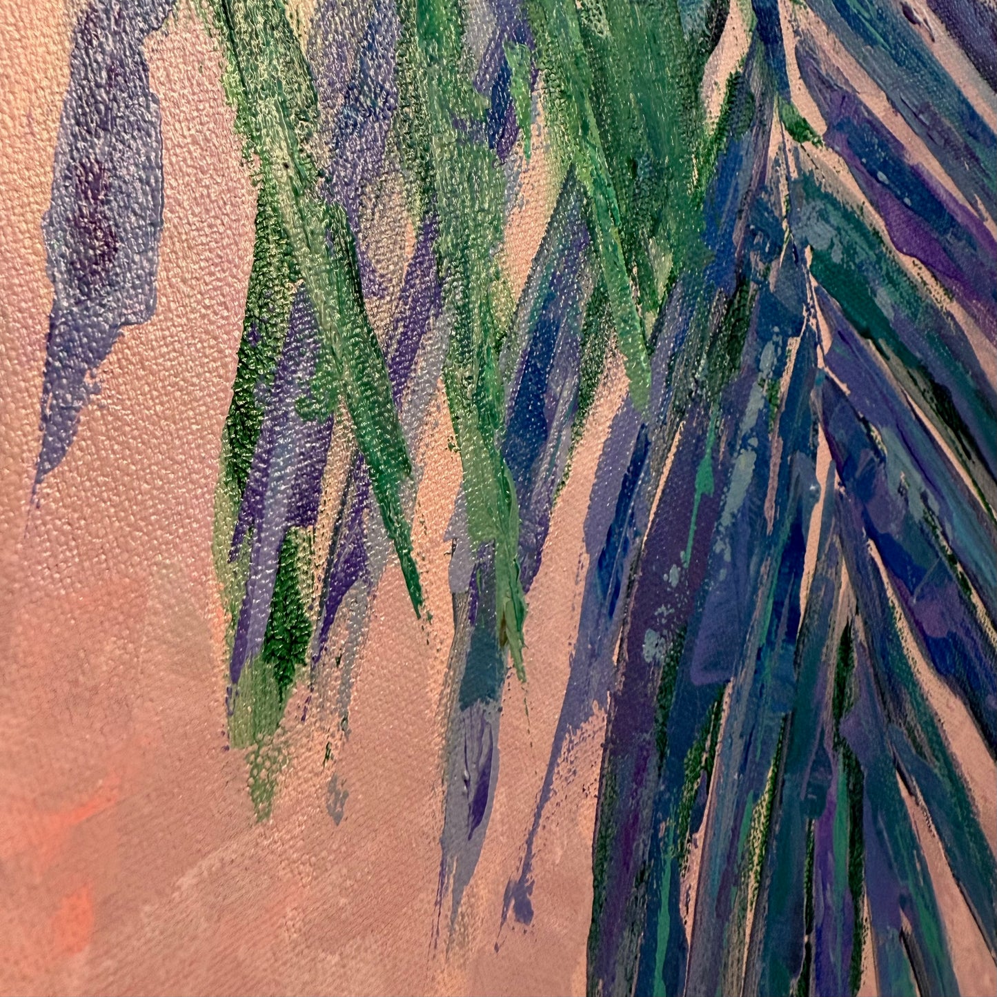 Mauve palm trees. Set of 2 paintings...Art, decor, optimistic original signed paintings