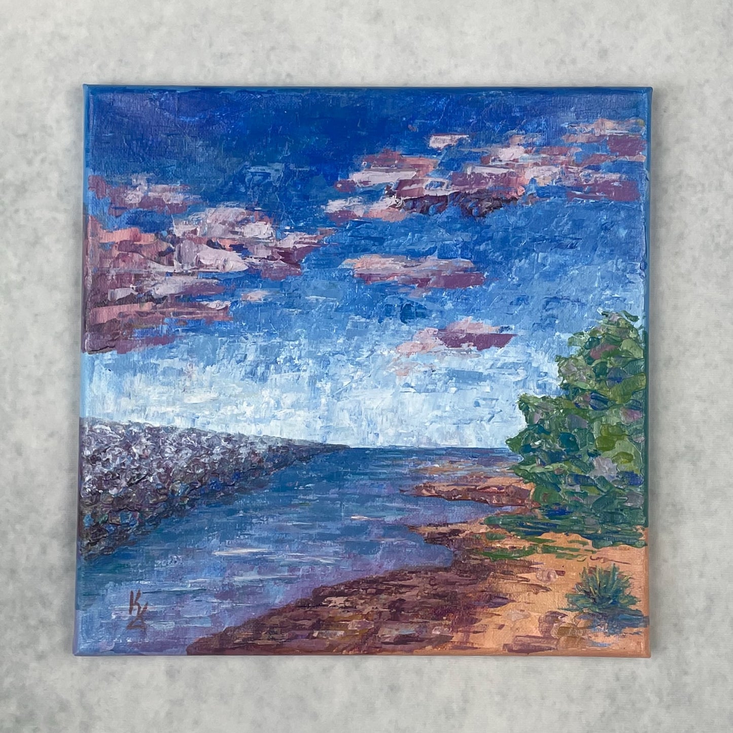 Park Point shallow... Art, decor, optimistic original signed landscape painting on canvas