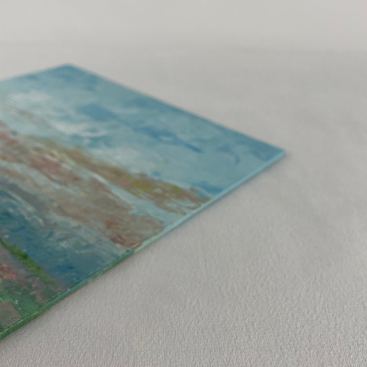 River meadow... Optimistic original river landscape painting on canvas