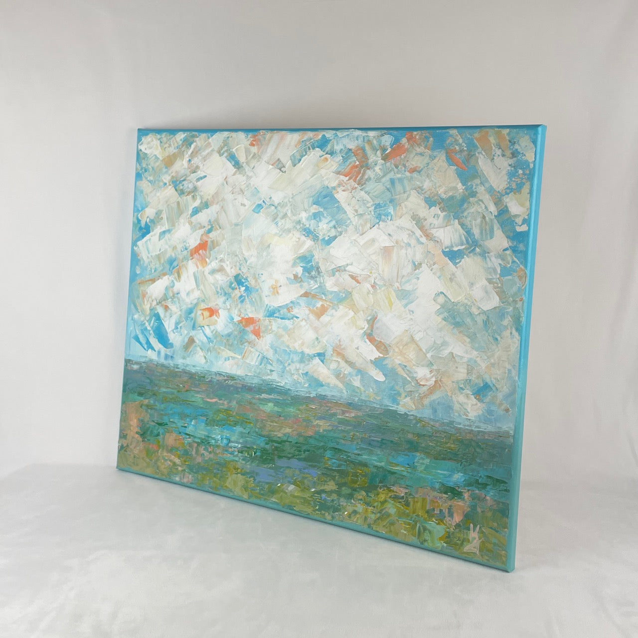 Wetland sky... Art, optimistic relaxing original large signed wetland sky landscape painting on canvas