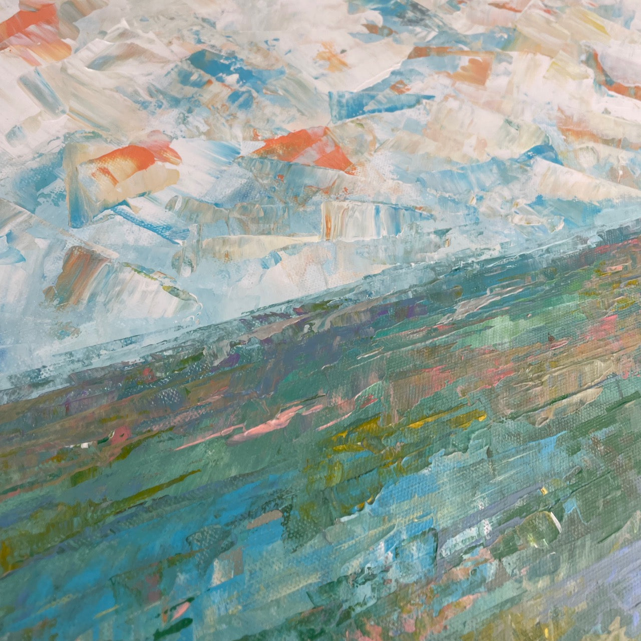 Wetland sky... Art, optimistic relaxing original large signed wetland sky landscape painting on canvas