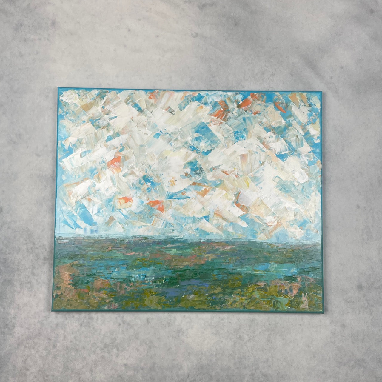 Wetland sky... Art, optimistic relaxing original large signed wetland sky landscape painting on canvas