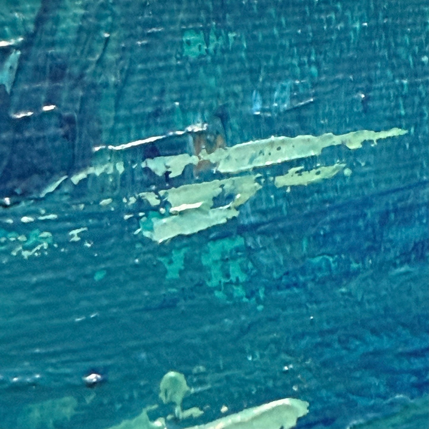 Teal water. Sailboat... Optimistic original abstract seascape ocean sailboat painting on canvas