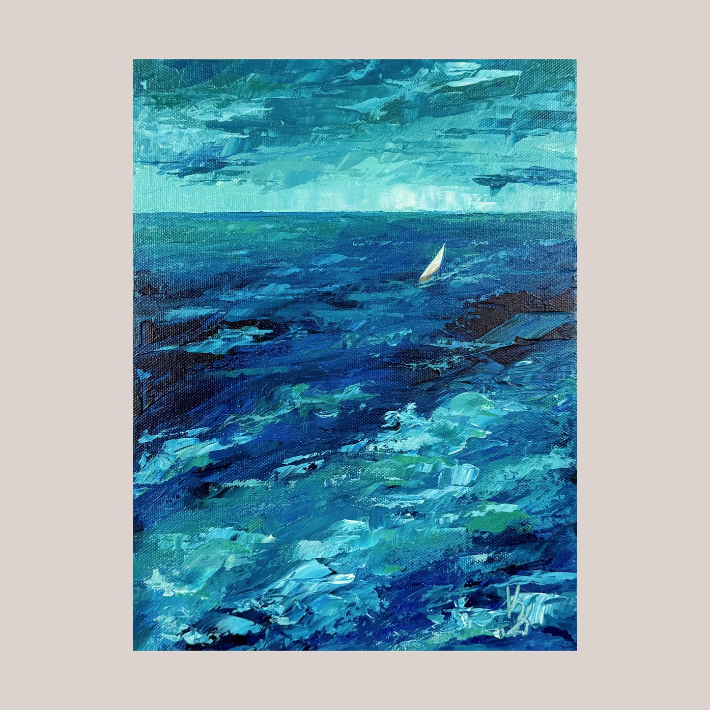 Sailboat. Teal
