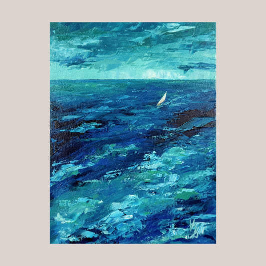 Sailboat. Teal