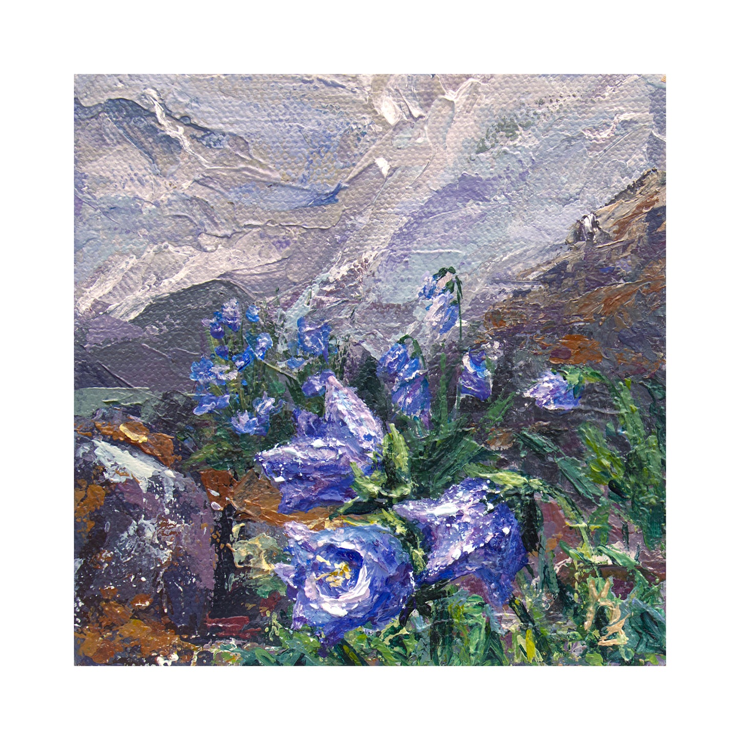Bellflowers and Lichen. Print